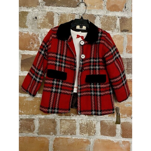 Beluga New York Baby Girl 2 Pc Dress Coat Set 3T Holiday Christmas Red Plaid - Picture 2 of 12